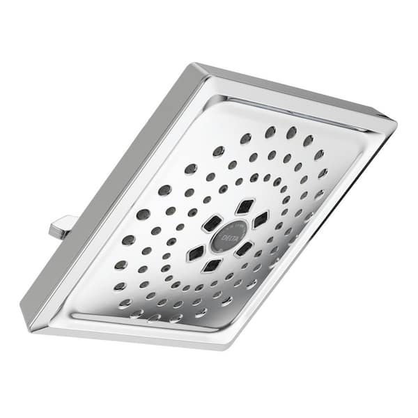 Delta 3-Spray Patterns 1.75 GPM 7.63 in. Wall Mount Fixed Shower Head with H2Okinetic in Lumicoat Chrome
