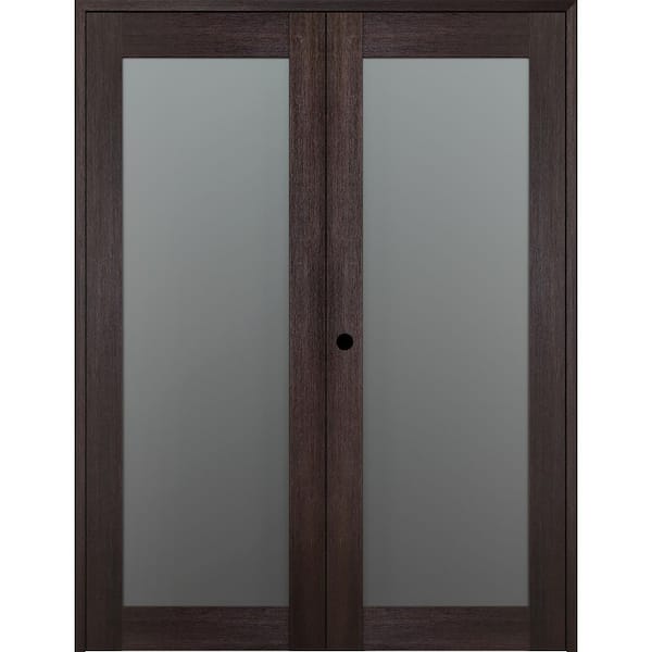 Belldinni Vona 207 72 in.x 80 in. RightHand Active Full Lite Frosted Glass Veralinga Oak Wood Composite Double Prehung French Door