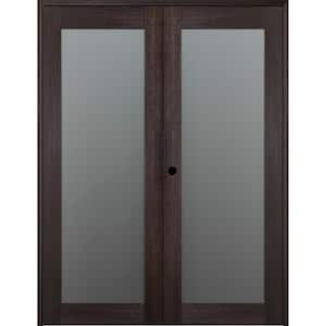 Vona 207 60"x 80" Right Hand Active Full Lite Frosted Glass Veralinga Oak Wood Composite Double Prehung French Door