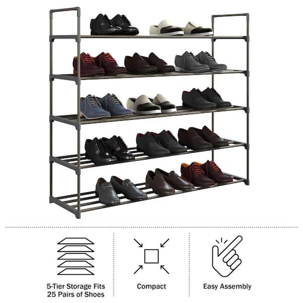 5-Tier Shoe Storage Organizer with 4 Metal Mesh Shelves