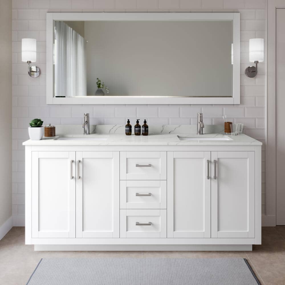 Miranda 72 in. W x 22 in. D x 33.75 in. H Double Bath Vanity in White with Giotto Quartz Top price history on PriceWatchPro