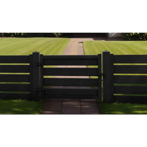 Natures Composites Composite Modern Horizontal Privacy ( 3 .5 ft. H x 4 ft. W) Raven (Black) Perimeter Fence Gate