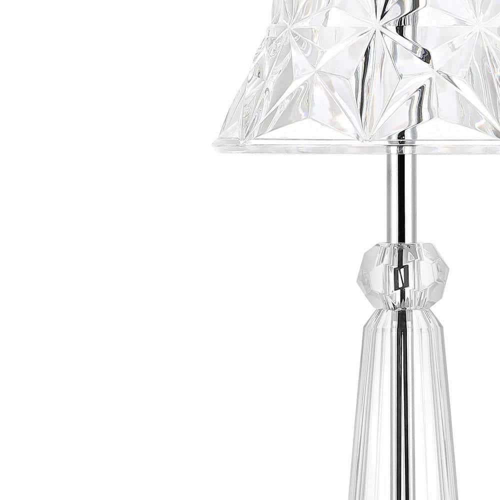 Madelyn Clear Acrylic Rechargeable LED Table Lamp with Faceted Shade