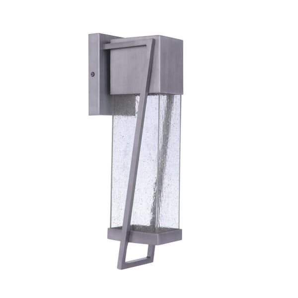 Bryce 17 in. Silver Finish Outdoor Hardwired Integrated LED Wall Lantern Sconce w/ Clear Seeded Glass