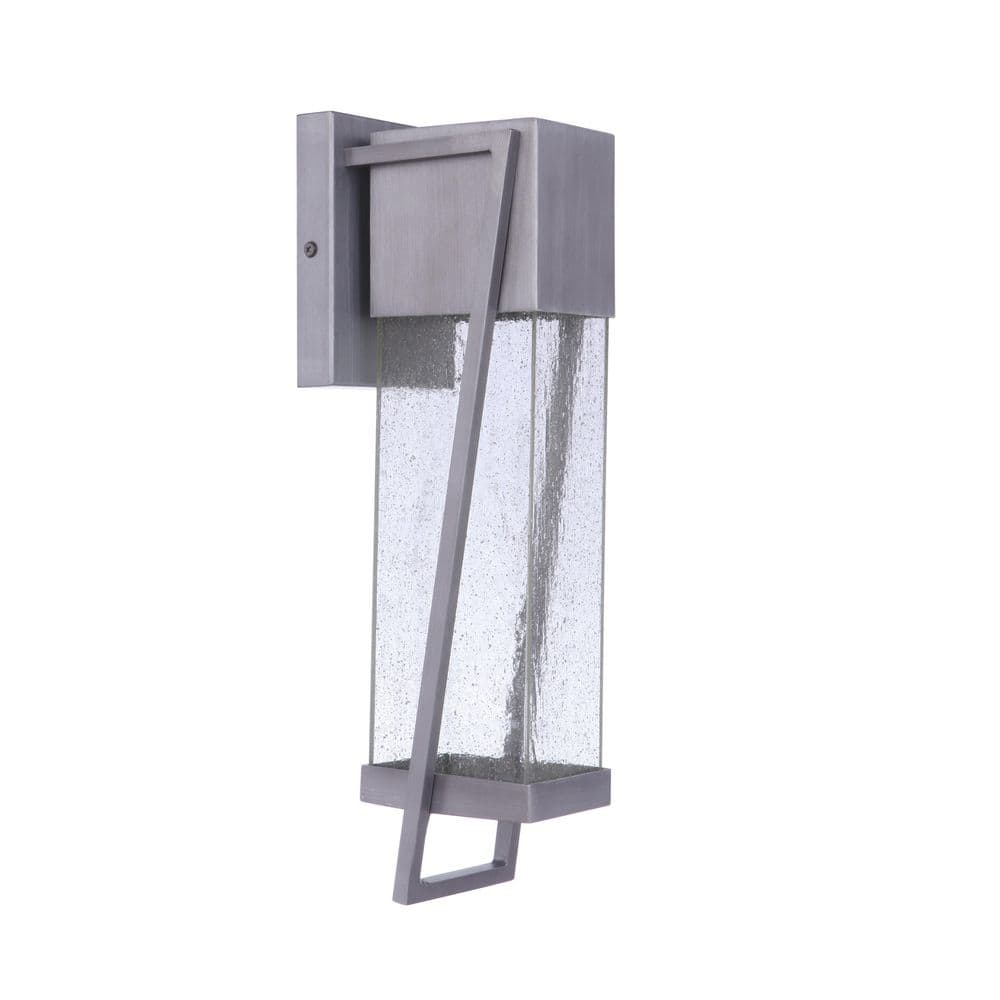 Bryce 17 in. Silver Finish Outdoor Hardwired Integrated LED Wall Lantern Sconce w/ Clear Seeded Glass price history on PriceWatchPro