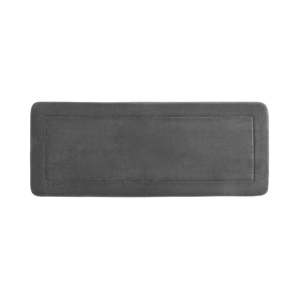 Oliver Brown Oliver Brown Dark Grey 24 in. x 60 in. Terry Memory Foam Bath Rug
