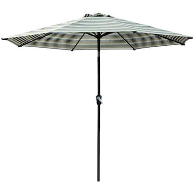 Fex 9 ft. Aluminum Pole Market Patio Umbrella in Green and White
