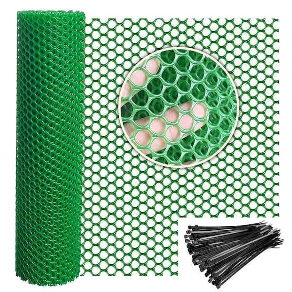 Justincity 16 in. x 33 ft. Plastic Wire Mesh Garden Fence for Poultry & Gardening Green