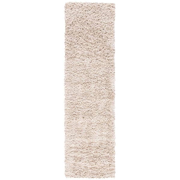 August Shag Beige 2 ft. x 11 ft. Solid Runner Rug