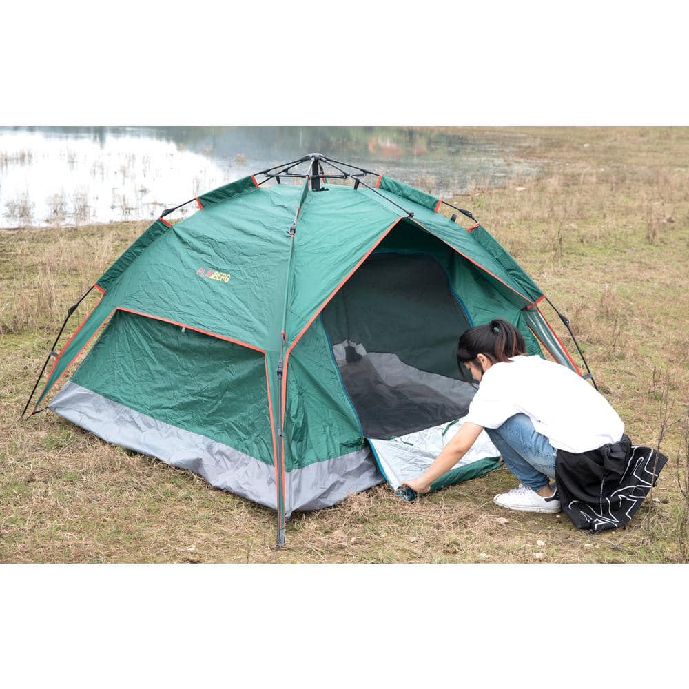 Green Water-Resistant Pop-Up Camping Tent for 2 Persons
