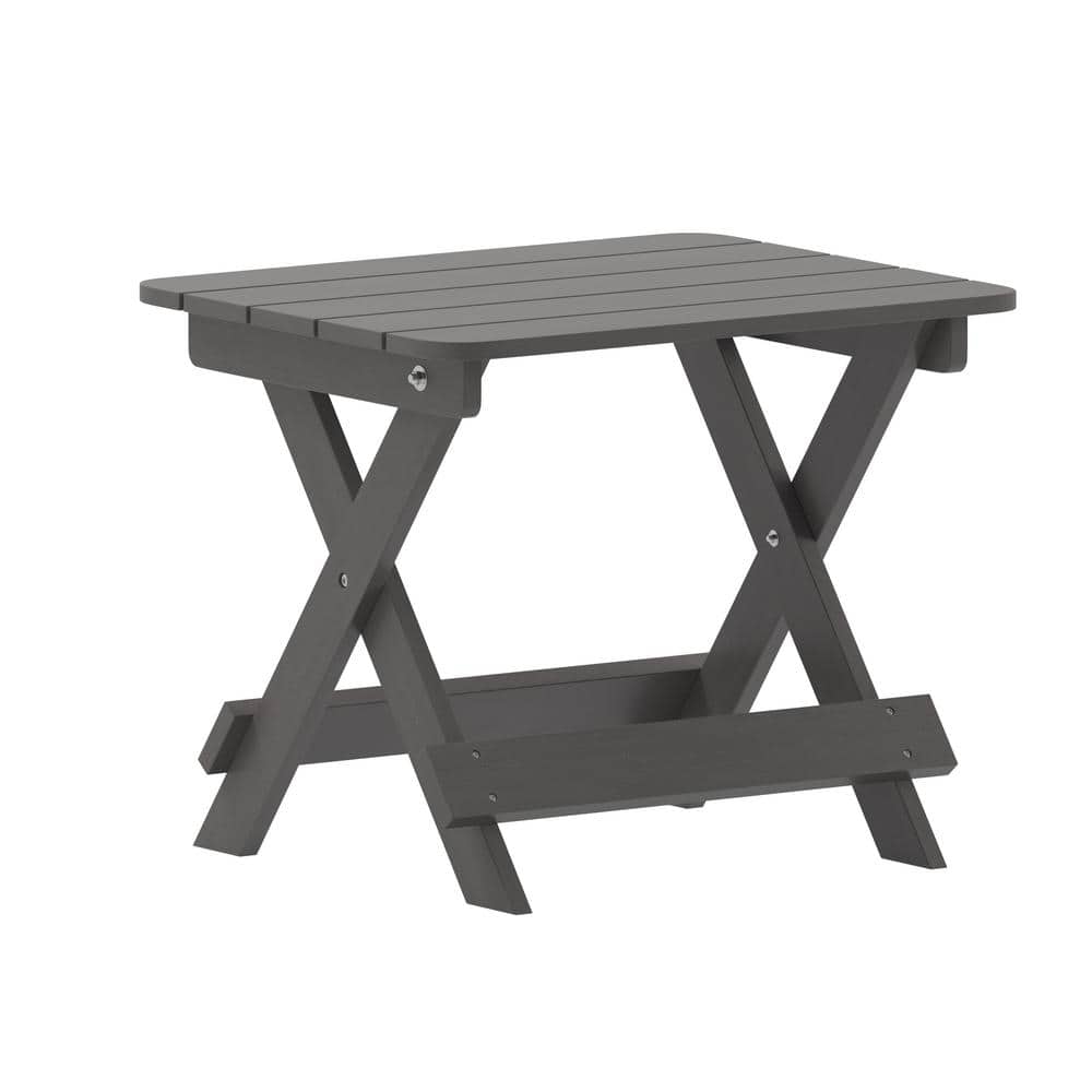 Gray HDPE Folding Adirondack Outdoor Side Table
