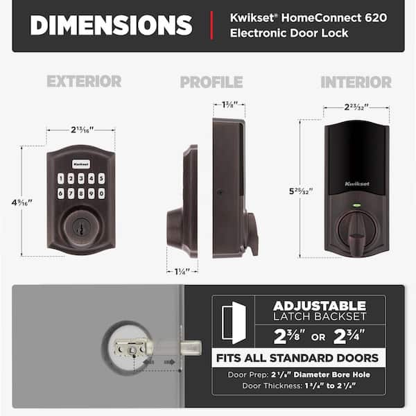 Kwikset HomeConnect 620 Venetian Bronze Traditional Z-Wave Long