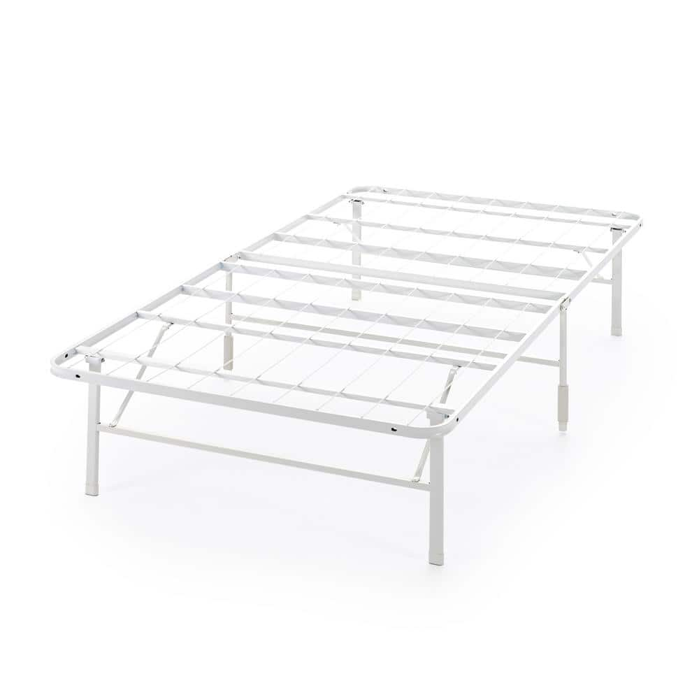 Zinus SmartBase Tool-Free Assembly White Twin Metal Bed Frame Without ...