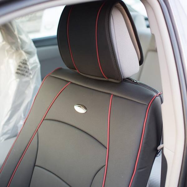 FH Group Ultra-Comfort Leatherette 47 in. x 23 in. x 1 in. Seat Cushions - Front Set, Black Red
