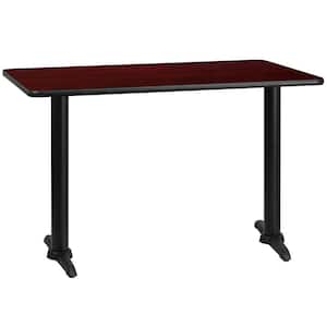 30 in. x 48 in. Rectangular Mahogany Laminate Table Top with 5 in. x 22 in. Table Height Bases