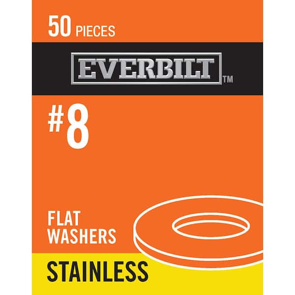 Everbilt #8 Stainless Steel Flat Washer (50-Pack)