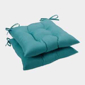 Solid 19 in. x 18.5 in. Outdoor Dining Chair Cushion in Blue (Set of 2)