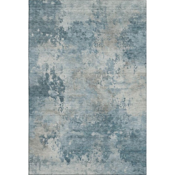 Mayfield Premium Machine Washable Abstract AMF2073 Teal 10 ft. x 14 ft. Area Rug