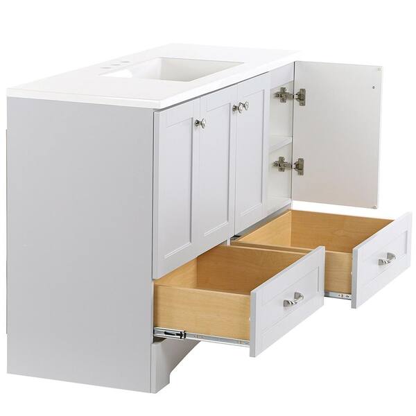 Glacier Bay Lancaster 60 in. W x 19 in. D x 33 in. H Double Sink  Freestanding Bath Vanity in White with White Cultured Marble Top  LC60P2COM-WH - The Home Depot