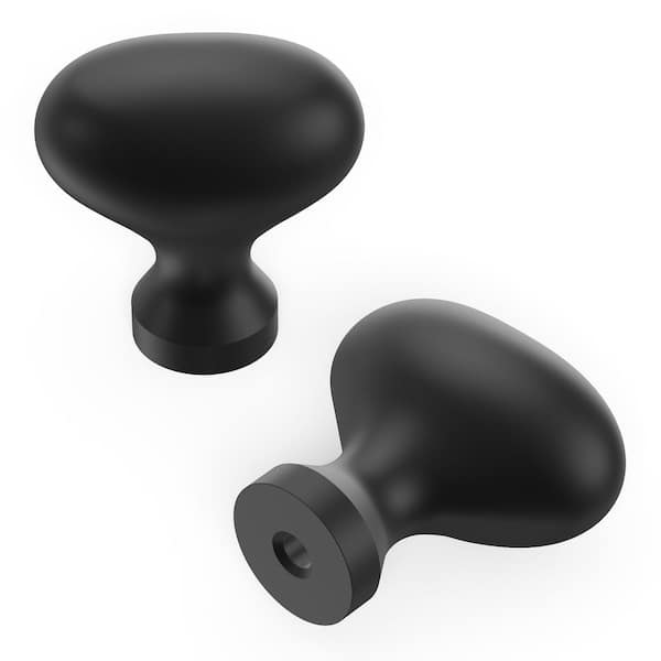 HICKORY HARDWARE Williamsburg Collection Knob 1-1/4 in. x 13/16 in. Matte Black Finish Modern Zinc Cabinet Knob 1 Pack