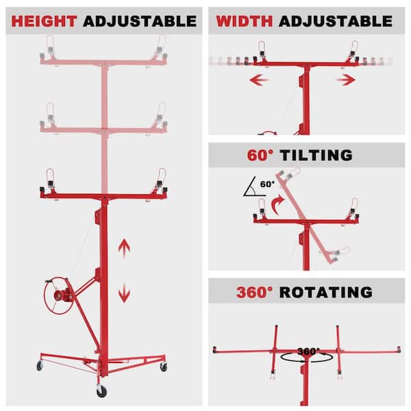 Maocao Hoom 16ft Drywall Lift 16-ft H x 53.1-in L x 53.1-in W Steel Drywall Lift