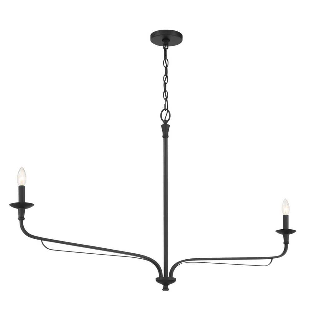 Velena 2-Light Dark Matte Black Candlestick Linear Chandelier for Kitchen or Dining Room, No Bulbs Included price history on PriceWatchPro