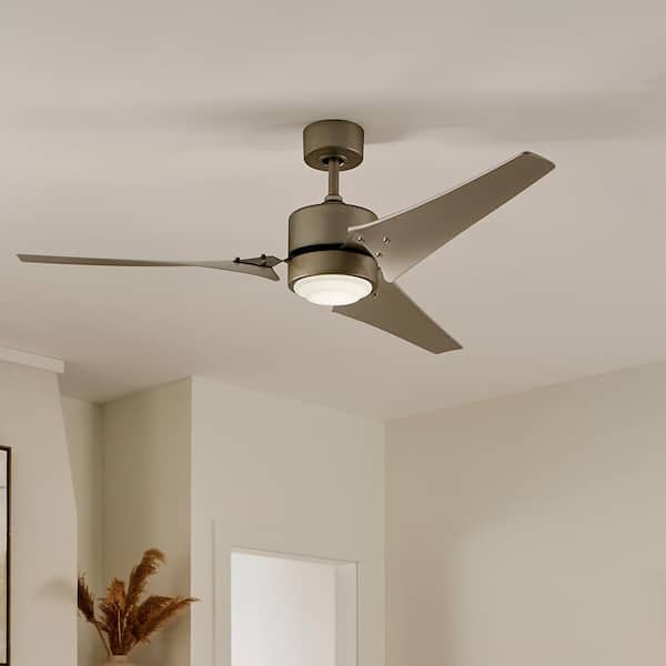 Rana 60 in. Indoor Brushed Nickel Downrod Mount Ceiling Fan with Integrated LED with Wall Control Included