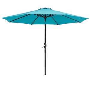 9 ft. Steel Market Tilt Patio Umbrella in Teal with Crank lift, 8 ribs