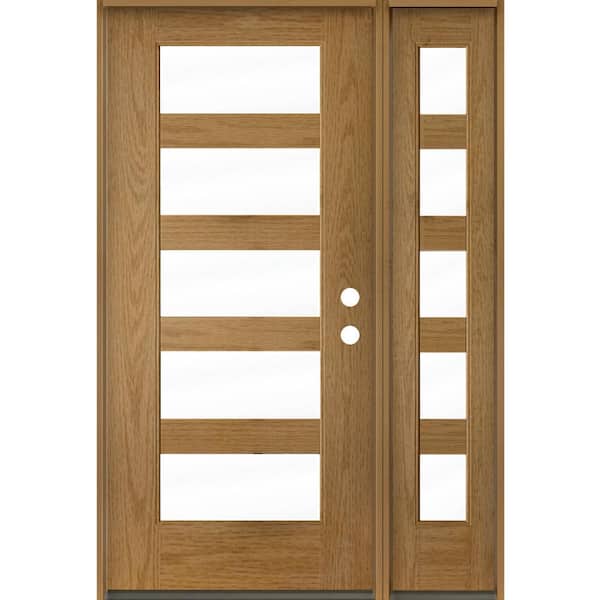 Krosswood Doors ASCEND Modern 50 in. x 80 in. 5-Lite Left-Hand/Inswing Clear Glass Bourbon Stain Fiberglass Prehung Front Door w/RSL