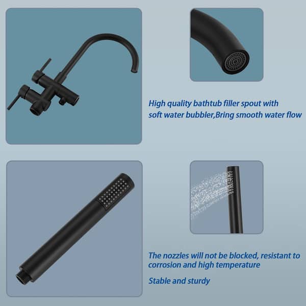 AKLFGN Waterfall Single-Handle Floor Mount Freestanding Tub Faucet