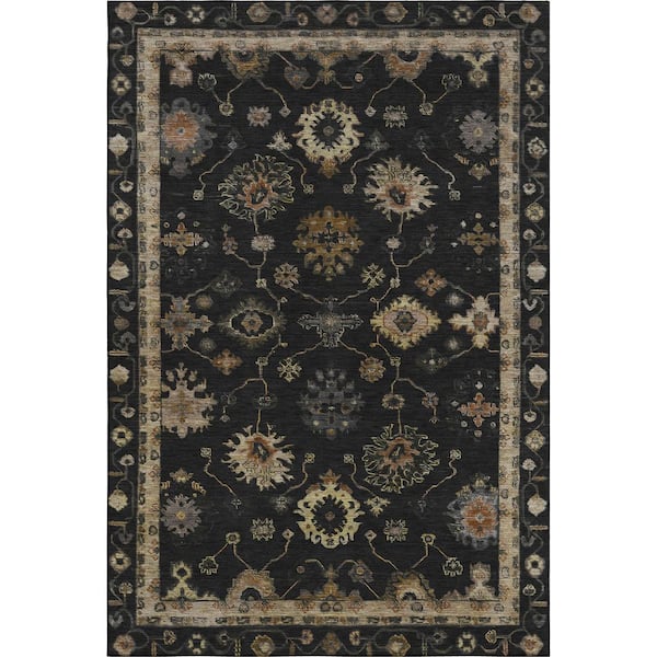 Mayfield Premium Machine Washable Abstract AMF2045 Black 5 ft. x 7 ft. 6 in. Area Rug