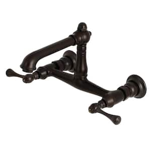 English Country 2-Handle Wall-Mount Bathroom Faucets in Oil Rubbed Bronze