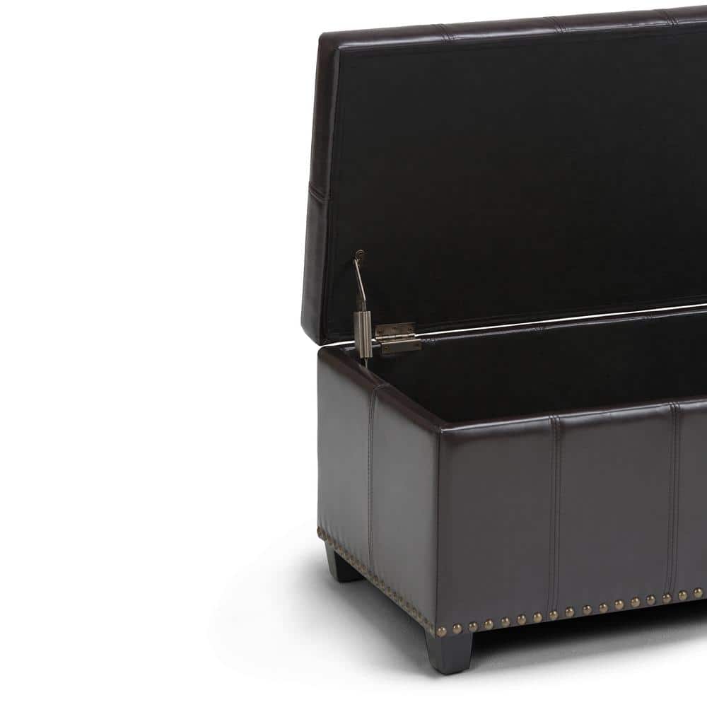 Tanner's Brown Faux Leather Rectangular Storage Bench Ottoman