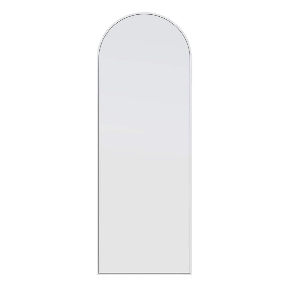Glass Warehouse 24 in. x 67 in. Arch Leaner Dressing Stainless Steel Framed Wall Mirror in White