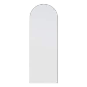 24 in. x 67 in. Arch Leaner Dressing Stainless Steel Framed Wall Mirror in White