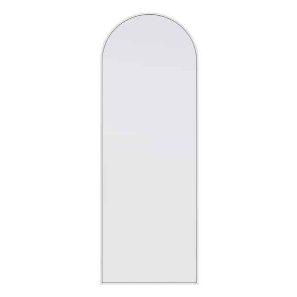 Glass Warehouse 24 in. x 67 in. Arch Leaner Dressing Stainless Steel Framed Wall Mirror in White