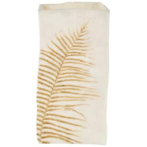 18 in. White Polystone Leaf Decorative Vase with Gold Leaf Imprint