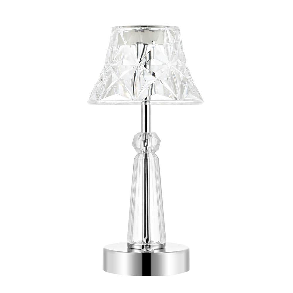 Madelyn Clear Acrylic Rechargeable LED Table Lamp with Faceted Shade
