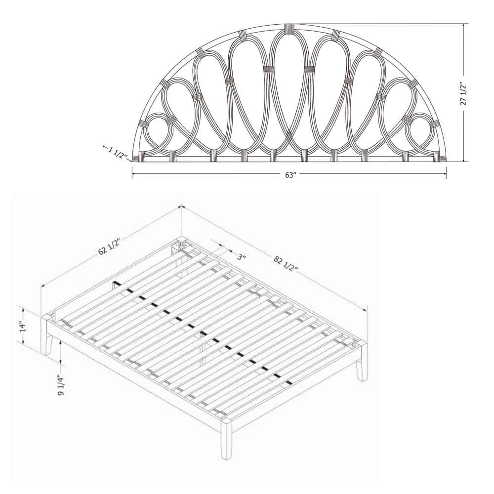 Queen White and Natural Wood Bohemian Panel Bed