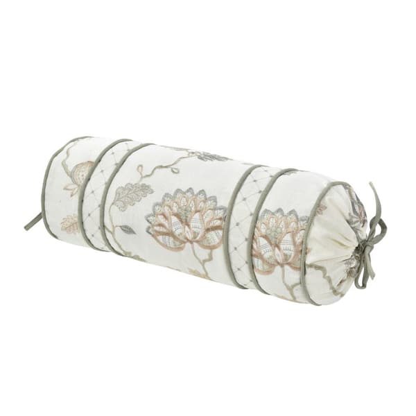 Unbranded Flaire Sage Polyester Floral 7 in. L x 17 in. W Neckroll Pillow