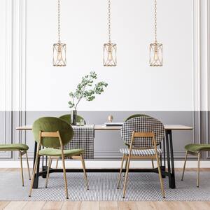 Modern Gold Dining Room Pendant Light, Reperio 1-Light Antique Island Pendant Light with Wire Metal Cage