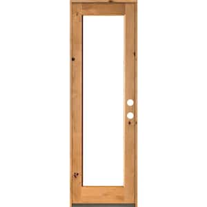 30 in. x 96 in. Rustic Knotty Alder Wood Clear Full-Lite w. Clear Stain Left Hand Inswing Single Prehung Front Door