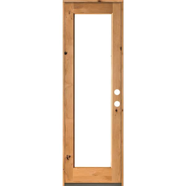 Krosswood Doors 30 in. x 96 in. Rustic Knotty Alder Wood Clear Full-Lite w. Clear Stain Left Hand Inswing Single Prehung Front Door