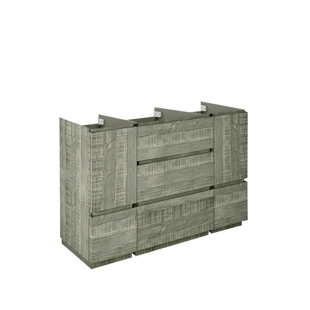 Ash Gray Acacia Wood Freestanding Single Bathroom Cabinet