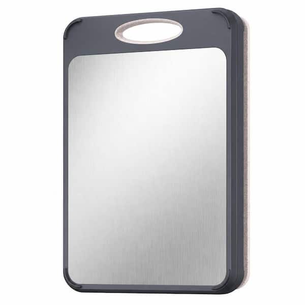 Large 16 in. x 11 in. Rectangular Double Sided Cutting Boards, 304 Stainless Steel and Wheat Straw PP Cutting Board