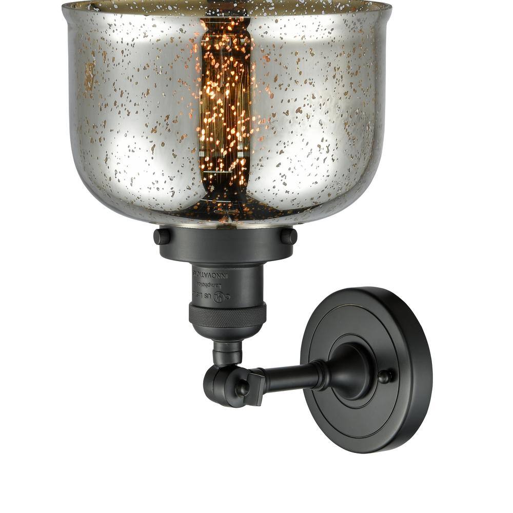 Matte Black and Glass Industrial Semi-Flush Mount Light