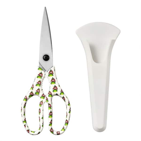 Heavy Duty Stainless Steel Kitchen Scissors with Magnetic Holder for for Meat, Vegetables, BBQ,, White