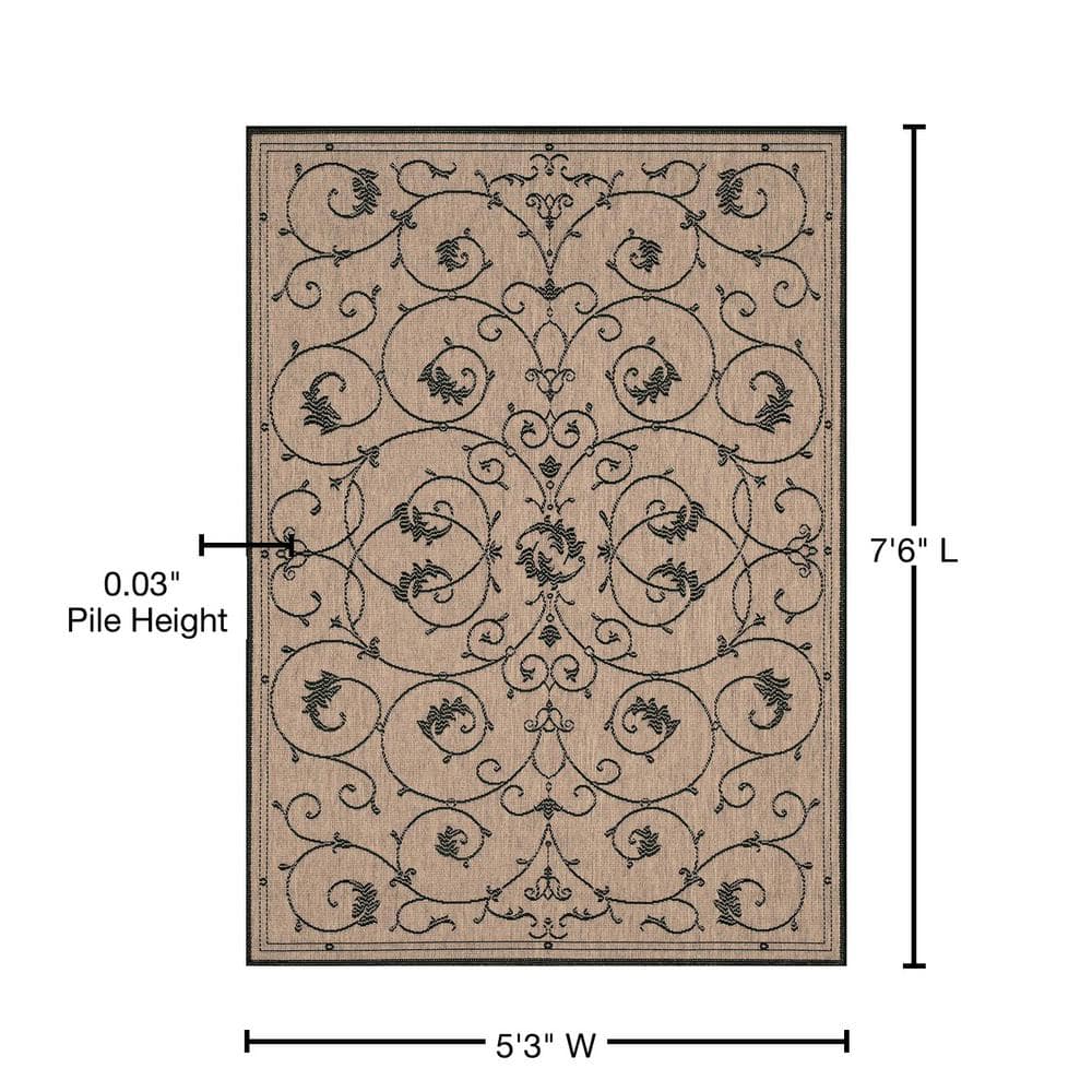 Rectangular Black Flat Woven Synthetic Indoor/Outdoor Rug