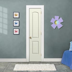 18 in. x 80 in. Caiman 2 Panel Left-Hand Hollow Core Vanilla Paint Molded Composite Single Prehung Interior Door