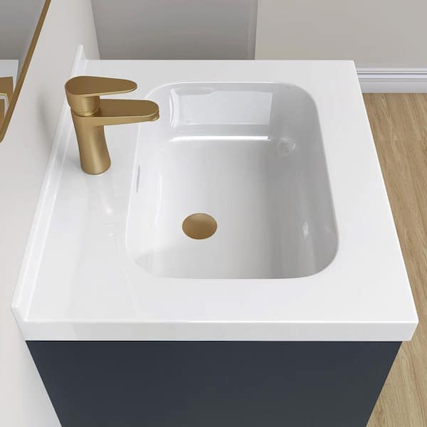 NTQ 24 in. W. x 22 in. D Solid Surface Resin White Vanity Top